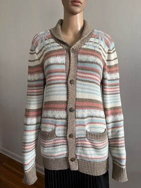 FAHERTY BRAND Sun & Waves Button Down Men’s Cardigan Knit Cotton Blend Size S